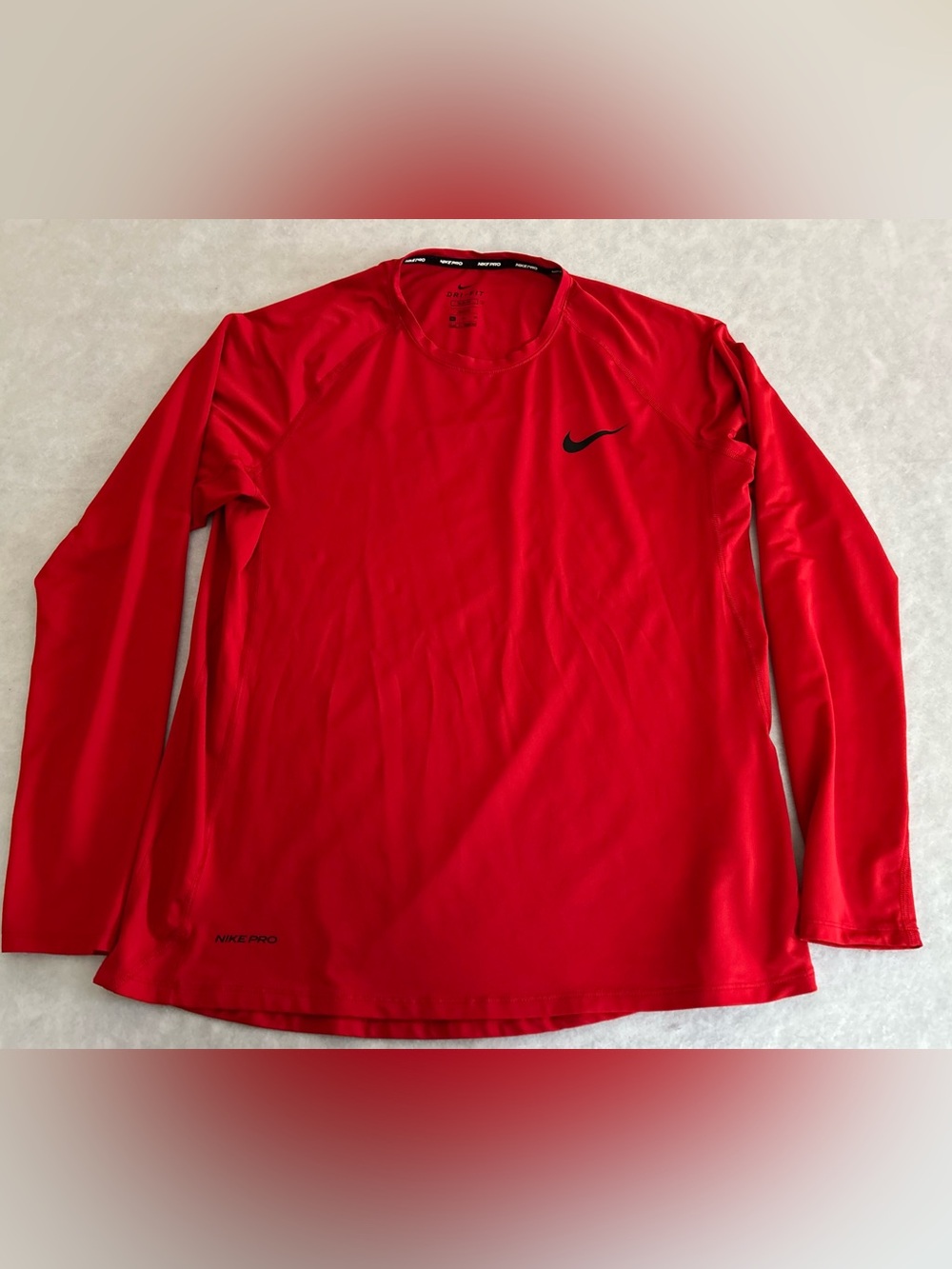 Nike Pro Dri-FIT Shirt Men's XL Red Long Sleeve Training Athletic Base Layer